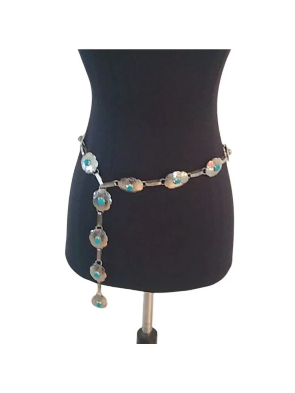 Vintage Sterling Silver Turquoise Concho Belt STERMEX 39